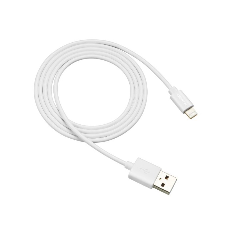 CANYON nabíjecí kabel Lightning MFI-1, kompaktní, Apple certifikát, délka 1m, bílá