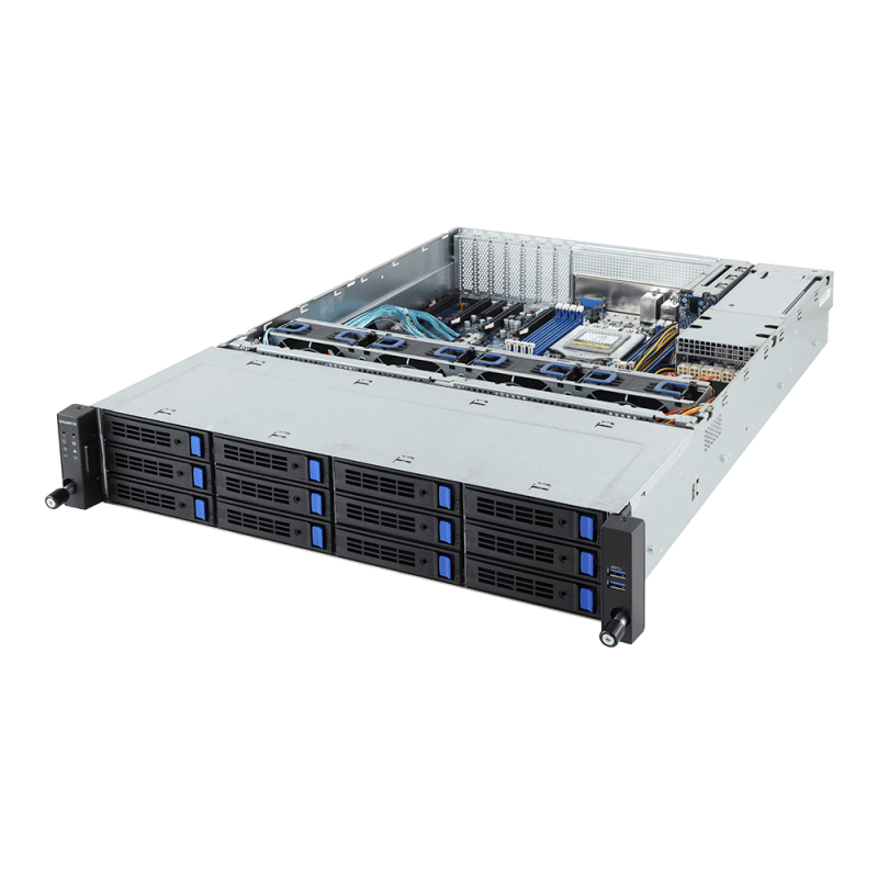 Gigabyte server R271-Z31 1xSP3 (AMD Epyc 7001), 16x DDR4 DIMM, 16(24)x 2,5, M.2, 2x 10GbE SFP+, IPMI, 2x 800W pl… 6NR271Z31MR001