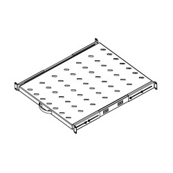 Legrand EvoLine 4-bodová police výsuvná 1U 372mm, uchycení variabilní 337-500mm, nosnost 30kg, černá, perforovaná