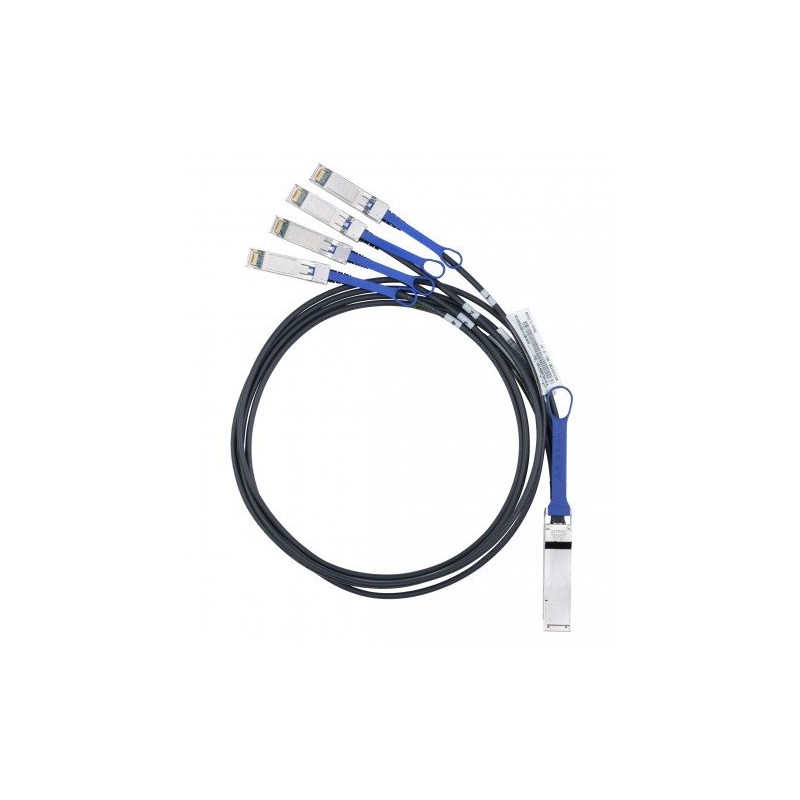 Nvidia Mellanox passive copper hybrid cable, ETH 40GbE to 4x10GbE, QSFP to 4xSFP+, 3m