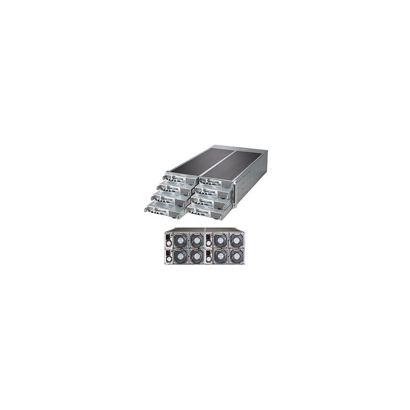 SUPERMICRO 4U FatTwin server 8x(2xLGA2011-3), iC602, 8x(16x DDR4 ER), 8x(2xSATA Fix 3,5" SATA), 4x 2000W, IPMI