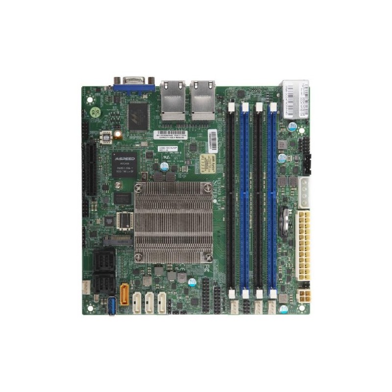 SUPERMICRO mini-ITX MB Atom C3758 (8-core), 4x DDR4 ECC DIMM, 12xSATA, 1x PCI-E 3.0 x4, 4x 1GbE LAN, IPMI MBDA2SDI8CHLN4FO