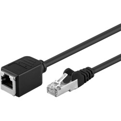 PremiumCord prodlužovací patch kabel FTP cat5E samec/samice RJ45-RJ45, délka 1,5m, černá