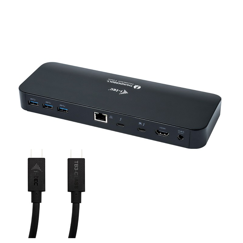 i-tec Thunderbolt 3 Dual 4K Docking Station with Power Delivery 65W + Two TB3 Cables: 150cm & 70cm