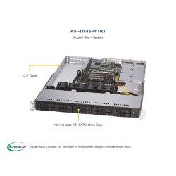 SUPERMICRO A+ Server 1U 1x SP3, 8x DDR4, 10x 2,5" (2xNVMe opt.), 2x500W(plat), 2x10GbE, IPMI