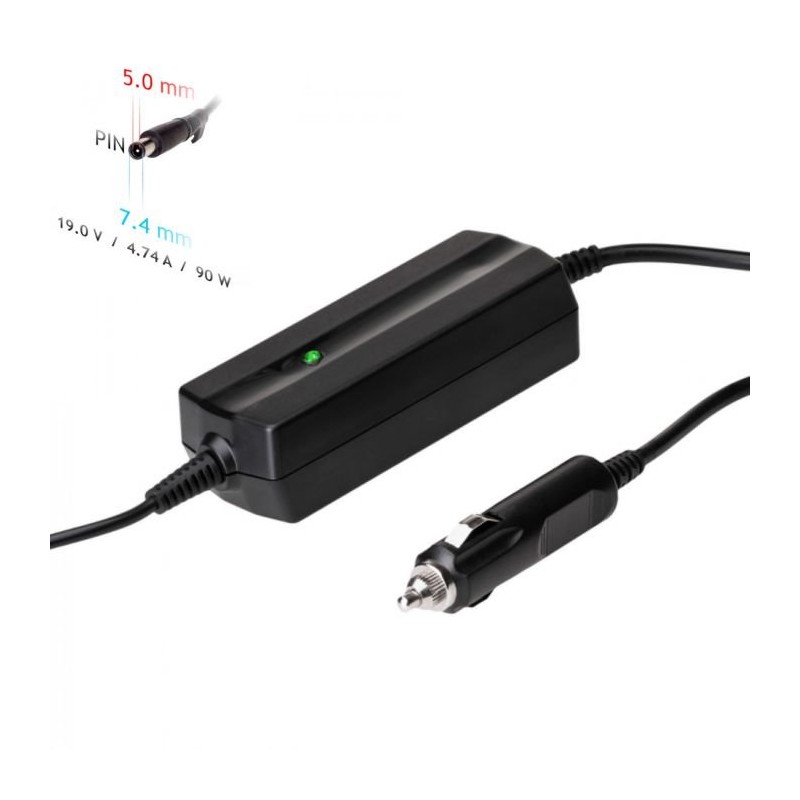 Akyga Auto Nabíjecka na notebook 19V/4.74A 90W 7.4 x 5.0 mm + pin pro HP/Compaq