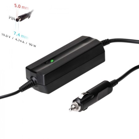 Akyga Auto Nabíjecka na notebook 19V/4.74A 90W 7.4 x 5.0 mm + pin pro HP/Compaq