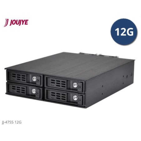 Jou Jye Backplane SATA3/SAS3 4x 2,5"HDD do 5,25" RoHS, 2x fan, 1x minisasHD (SFF-8643), SATA power JJ47SS