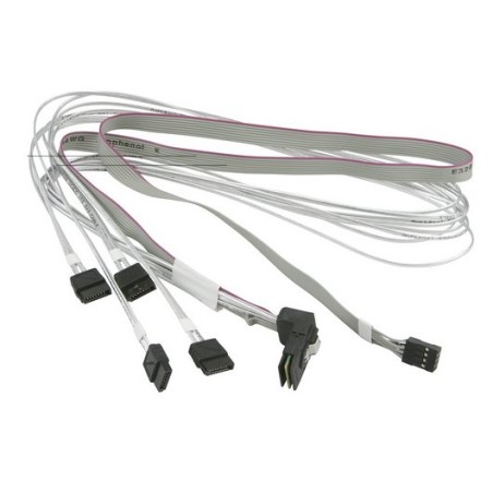Supermicro Internal Right Angle MiniSAS SFF-8087 to 4 SATA 70/70/75/75cm with Sideband 75cm Cable (CBL-SAST-0659)