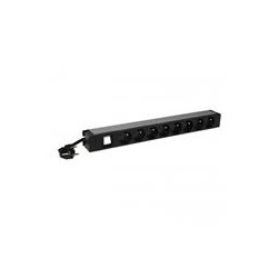 LEGRAND PDU Základní, 1U-19", výstup 8x 230V (CZ/FR), 1-fáze 16A, vstup CZ vidlice - kabel 3m, vypínač s LED indikací na