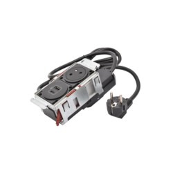Legrand - Incara™ Disq'In - Zapuštěný zásuvkový blok 2P+T/USB A+C, černá, kabel 2m, bez rámečku!