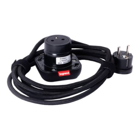 Legrand - Incara™ Electr'On - Přenosná zásuvka 2P+T, černá bez rámečku, kabel 2m