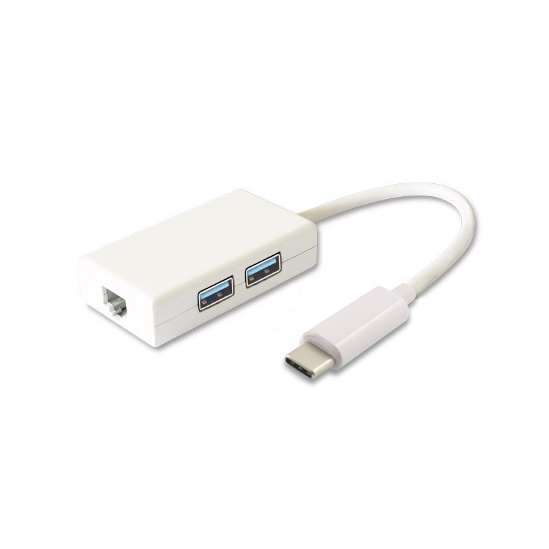 PremiumCord USB-C hub 2x USB3.0 + Gigabit konektor RJ45