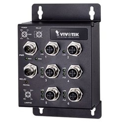 4x10/100 M12 4-pin D-kód PoE (802.3af/at, PoE budget 120W, 30W per port) + 2x10/100 M12 4-pin D-kód, 1x M12 5-pin A-kód