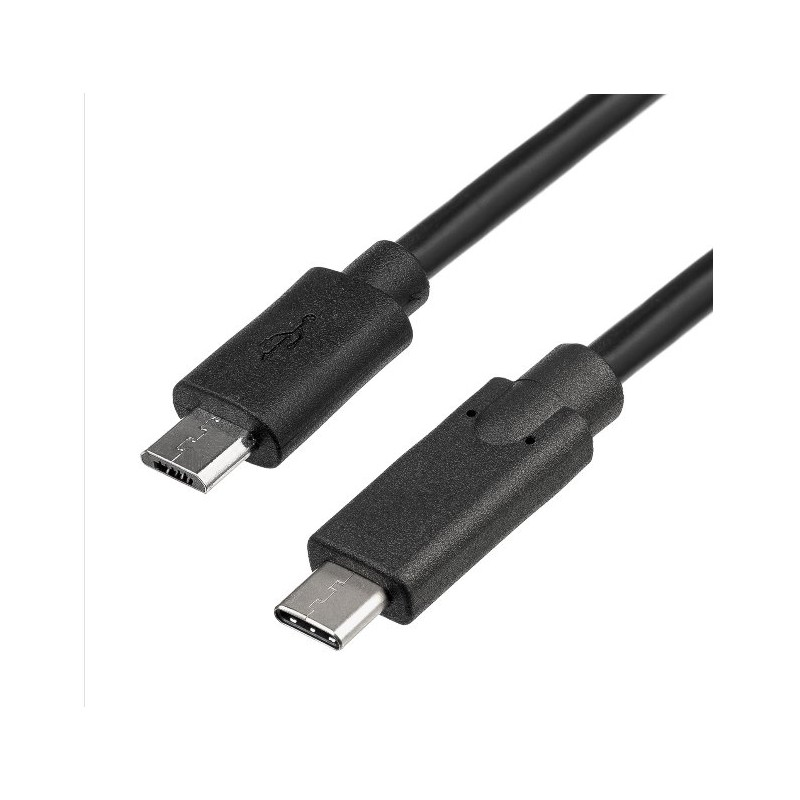 Akyga kabel microUSB / USB type C 1.0m/černá