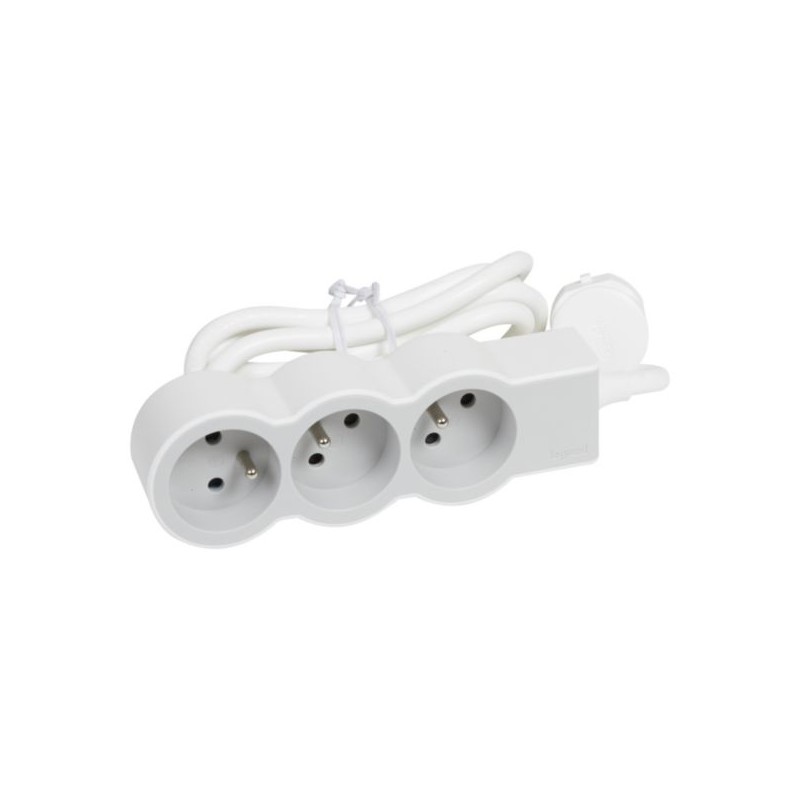 LEGRAND Revolution prodlužovací přívod 3x2P+T, kabel 3m, bílá-světlé šedá