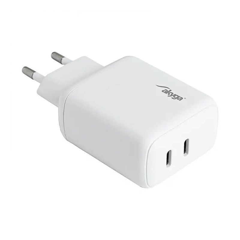 Akyga Nabíječka univerzální 2x USB-C PD 5-12V / max. 3A 40W Quick Charge 3.0, bílá
