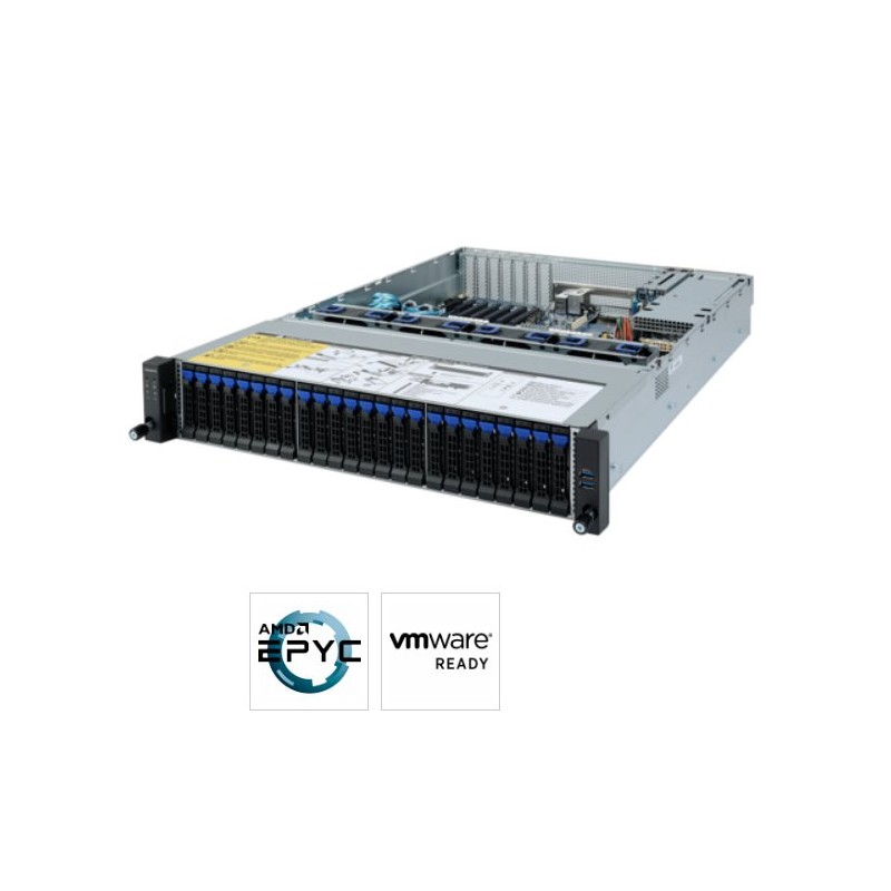 Gigabyte server R272-Z31 1xSP3 (AMD Epyc 7002), 16x DDR4 DIMM,24+2x 2,5, M.2, 2x 1GbE i350+OCP, IPMI, 2x 800W plat