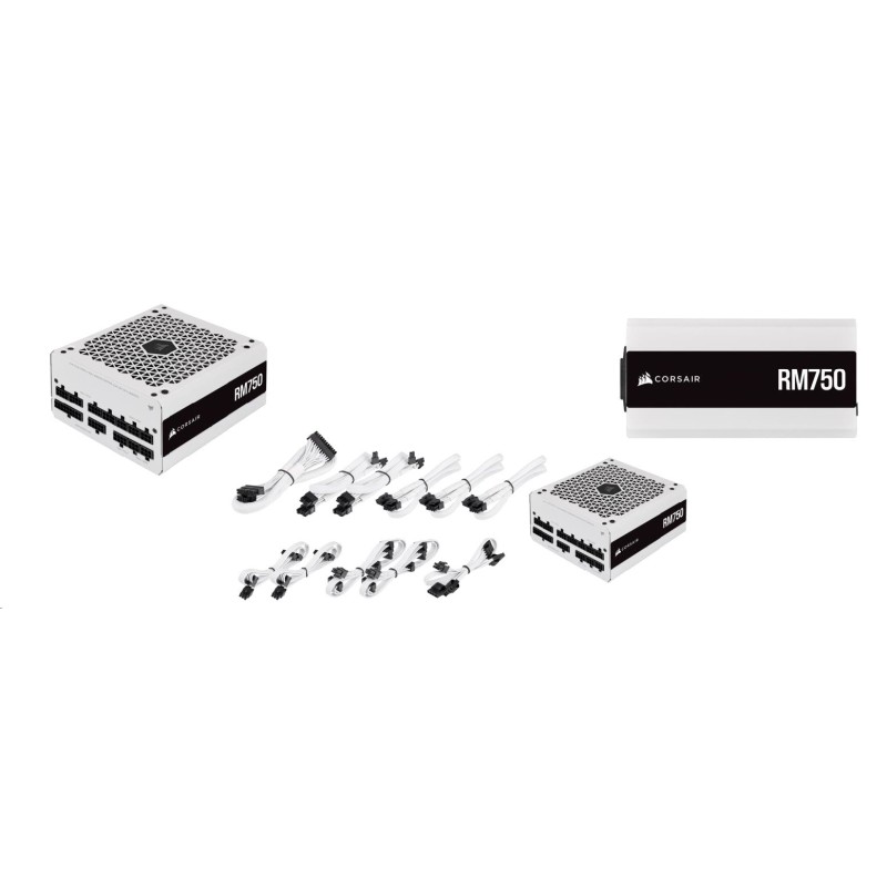 CORSAIR zdroj, RM750-80 PLUS Gold (ATX, 750W, Modular), bílá