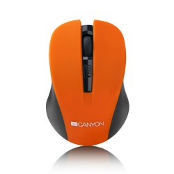 CANYON myš optická bezdrátová CMSW1, nastavitelné rozlišení 800/1000/1200 dpi, 4 tl, USB nano reciever, oranžová