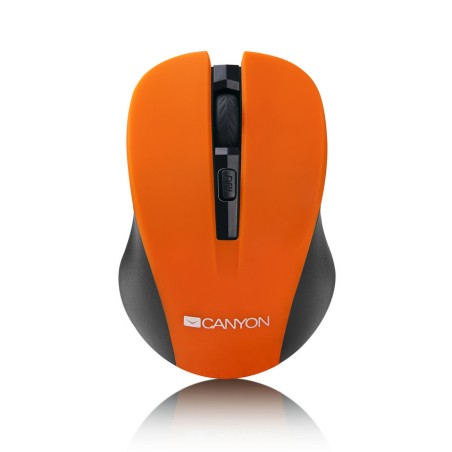 CANYON myš optická bezdrátová CMSW1, nastavitelné rozlišení 800/1000/1200 dpi, 4 tl, USB nano reciever, oranžová