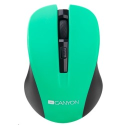 CANYON myš optická bezdrátová CMSW1, nastavitelné rozlišení 800/1000/1200 dpi, 4 tl, USB nano reciever, zelená
