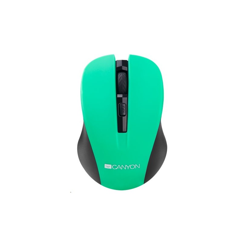 CANYON myš optická bezdrátová CMSW1, nastavitelné rozlišení 800/1000/1200 dpi, 4 tl, USB nano reciever, zelená