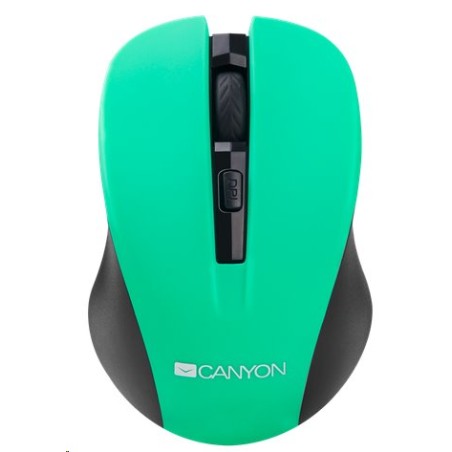 CANYON myš optická bezdrátová CMSW1, nastavitelné rozlišení 800/1000/1200 dpi, 4 tl, USB nano reciever, zelená