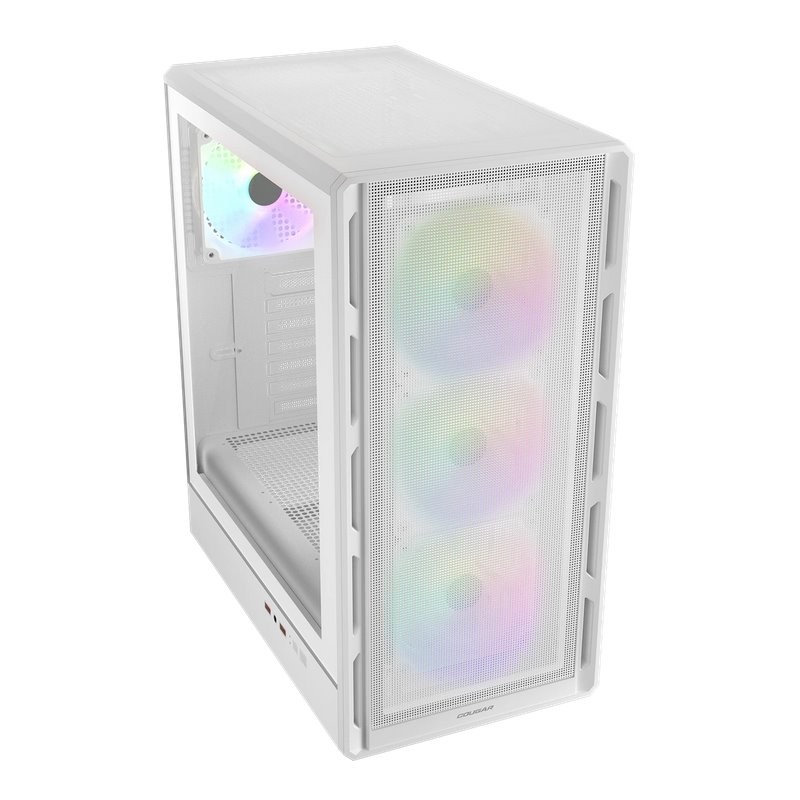 COUGAR PC skříň AIRFACE PURE RGB White Mid Tower Mesh Front Panel 3 x 120mm ARGB Fan, Rear Panel 1x 120mm ARGB Fan