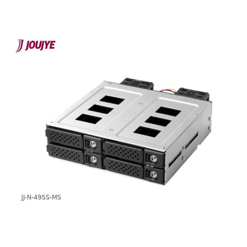 Jou Jye Backplane SATA3/SAS3 4x 2,5"HDD do 5,25" RoHS, 2x fan, 1x minisasHD (SFF-8643), SATA power N49SSMS