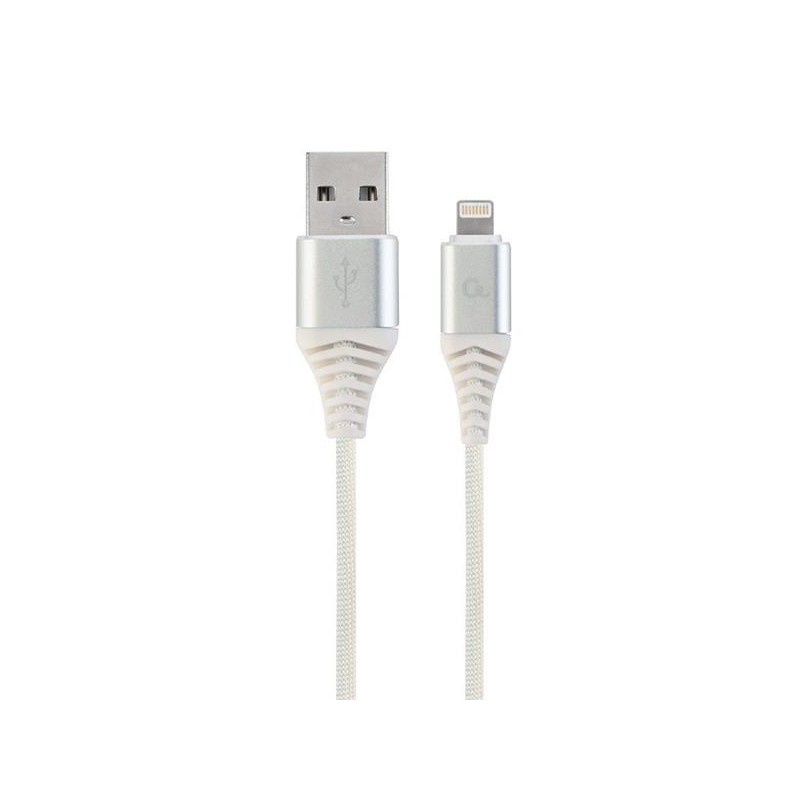 Gembird kábel nabíjací Lightning 8-pin (M) na USB 2.0 (M), prémiový, opletený, 1 m, biely