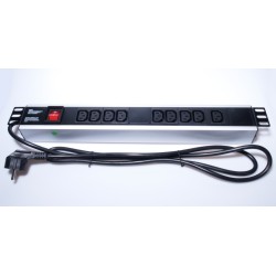PremiumCord Panel napájecí do 19" racku 1.5U, 9xIEC (C13), 2m kabel,vypínač