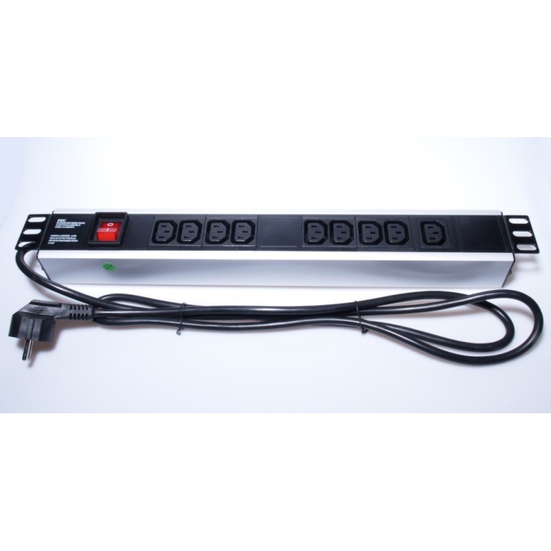 PremiumCord Panel napájecí do 19" racku 1.5U, 9xIEC (C13), 2m kabel,vypínač