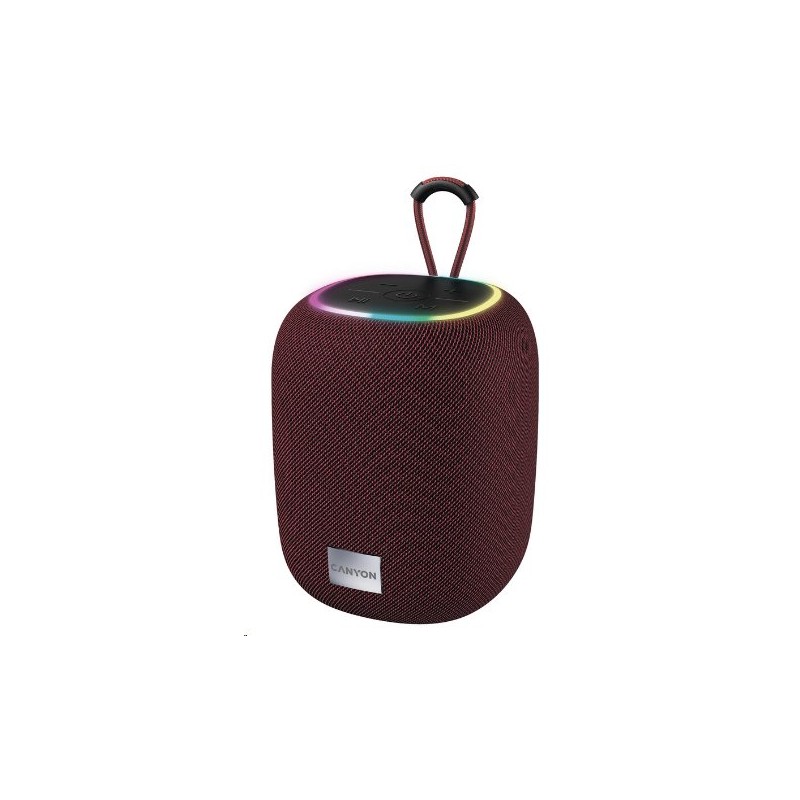 CANYON reproduktor BSP-8, RGB, BT V5.2, BLUETRUM AB5362B, 1x10W, USB-C, USB-A, microSD, AUX, červená