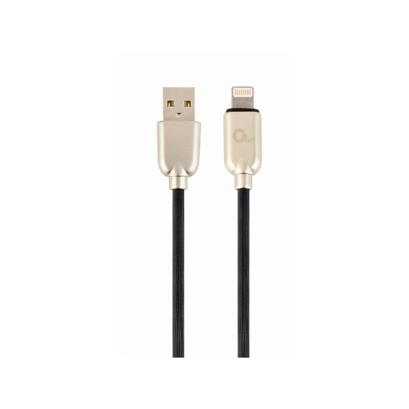 Gembird kábel nabíjací Lightning 8-pin (M) na USB 2.0 (M), prémiový, gumovo - opletený, 2 m, čierny