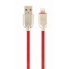 Gembird kábel nabíjací Lightning 8-pin (M) na USB 2.0 (M), prémiový, gumovo - opletený, 1 m, červený