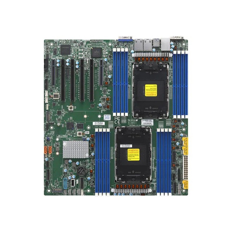 SUPERMICRO MB 2xLGA4677, C741, 16x DDR5 ECC, 6x NVMe, 10xSATA3, 2x M.2, 6x PCIe5.0, 2x 1Gb LAN,IPMI MBDX13DEIO