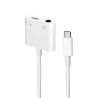 Gembird audio adaptér USB-C (F) na stereo 3.5 mm jack (M) + USB-C (F) pre nabíjanie, 10cm kábel, biely