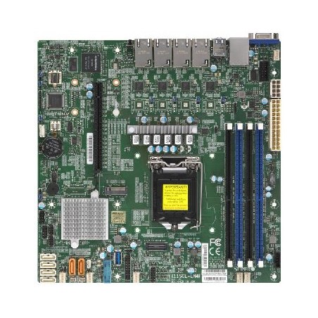 SUPERMICRO MB 1xLGA1151 (Xeon E3-21xx,i3), C242, 4xDDR4, 6xSATA3, M.2, 1xPCIe3.0 x16, VGA, 4x LAN, IPMI MBDX11SCLLN4FB