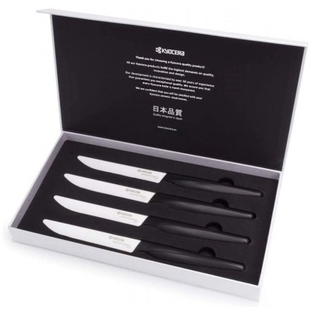 Kyocera keramický nůž, Steak Knives, Sada steakových nožů, 4 kusy, černá rukojeť, bílá čepel, SK-4PC WHBK EU