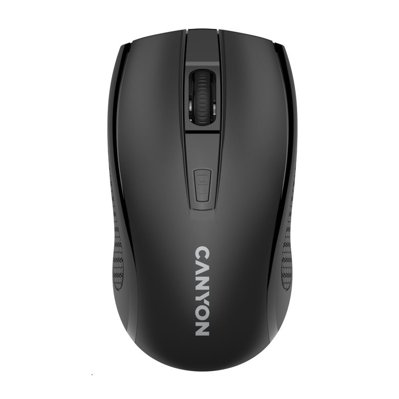 CANYON myš optická bezdrátová MW-7, nastavitelné rozlišení 800/1200/1600 dpi, 4 tl, USB dongle, 1xAA, černá