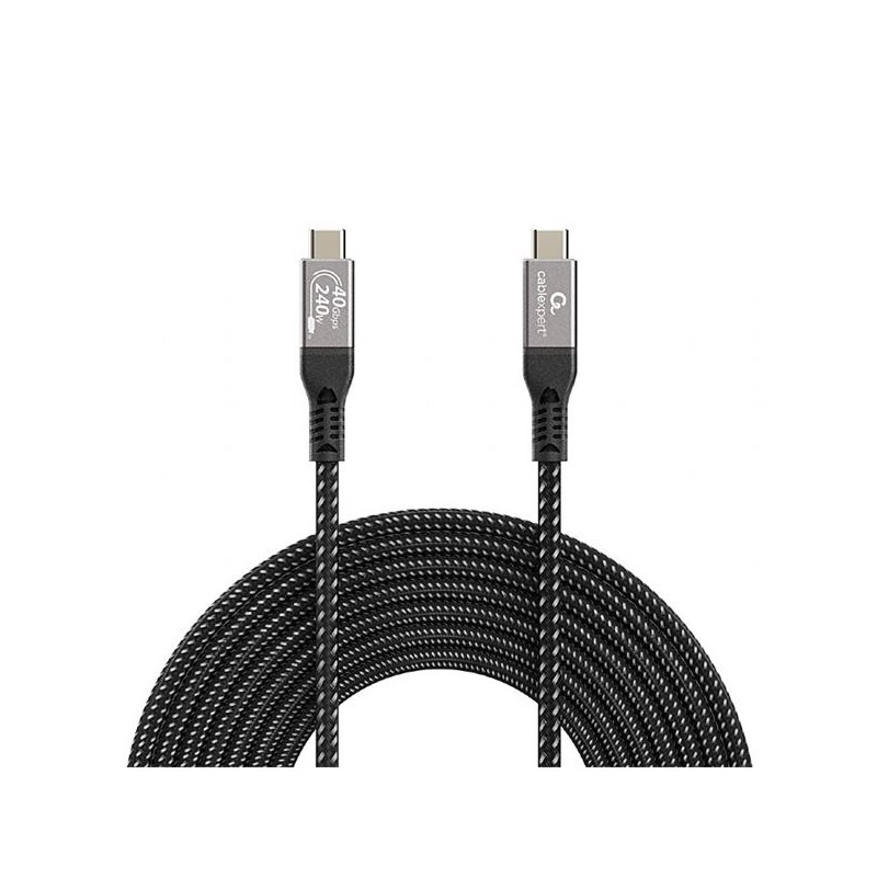 Gembird kábel USB-C (M) na USB-C (M), prémiový, USB 4, 3.2 Gen, 240W, 40 GBps, 1.5 m, čierny
