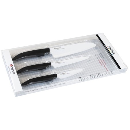 Kyocera Dárkový set, CHEF – 3dílná sada nožů, Kuchařská sada (FK075WH-BK + FK125WH-BK + FK160WH-BK)