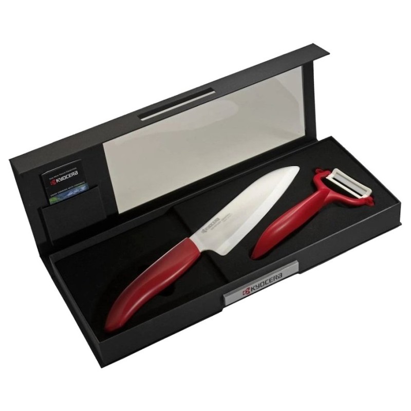 Kyocera Dárkový set, Sada na krájení a loupání N – červená – dárkové balení, Barevná dárková sada – červená (FK-140WH-RD