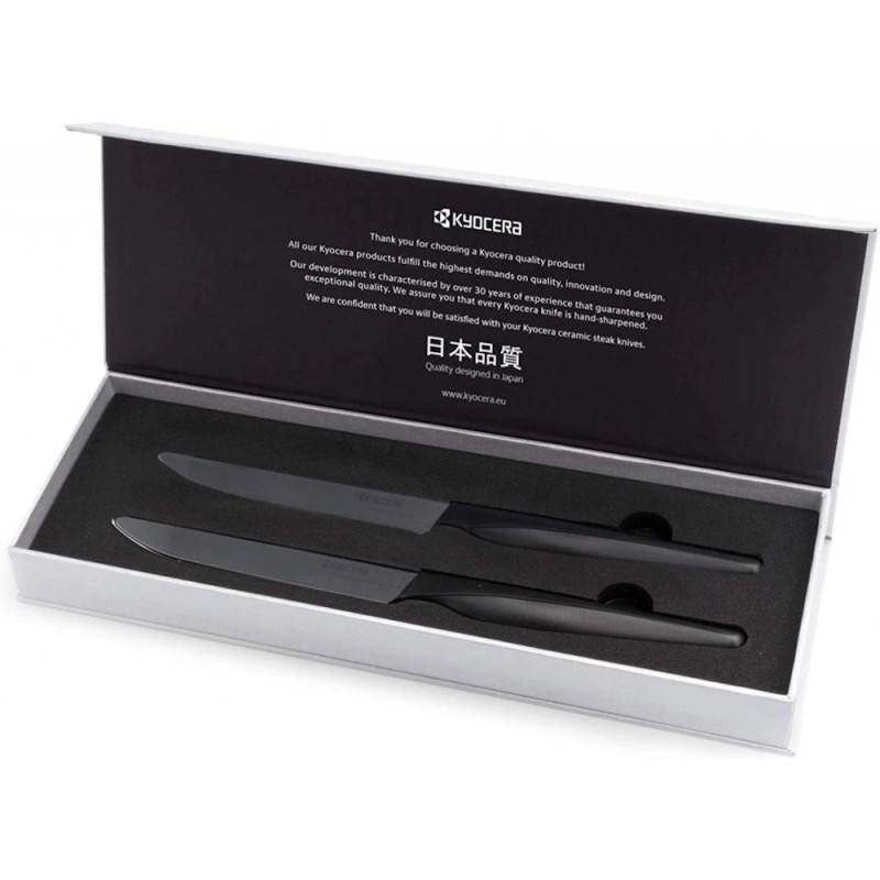 Kyocera keramický nůž, Steak Knives, Sada steakových nožů, 2 kusy, černá rukojeť, černá čepel, SK-2PC BKBK EU