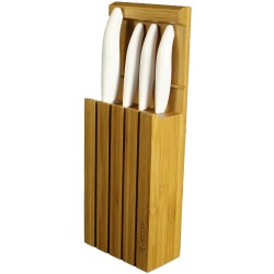 Kyocera Dárkový set, Bambusový blok na nože + sada WHWH, Série FK Colour (WH-WH) (KB + FK-075 + FK-110 + FK-130 + FK-140