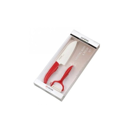 Kyocera Dárkový set, Sada na krájení a loupání – červená – blistr, FK140WH CP10RDS (FK-140WH-RD + CP-10-NRD)