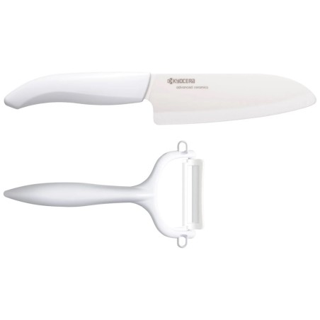 Kyocera Dárkový set, Sada na krájení a loupání – bílá – blistr, FK140WH CP10NWW (FK-140WH-WH + CP-10N-WH)