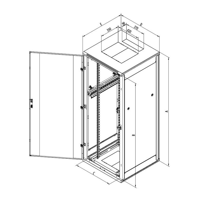 Triton 19" rozvaděč stojanový 37U/800x1000, plechové dveře