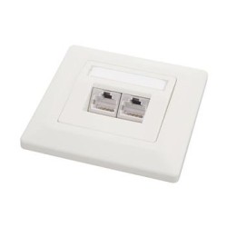 Solarix - zásuvka 2x RJ45, STP, Cat 6, pod omítku, bílá